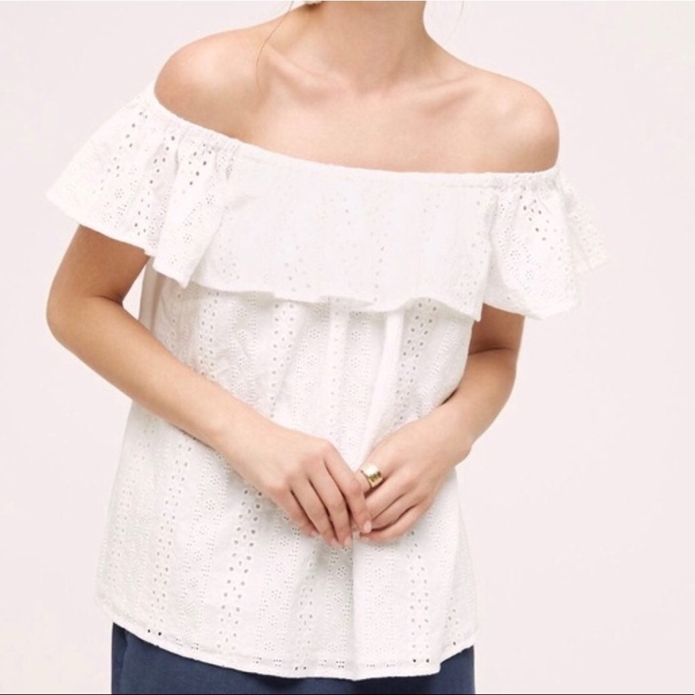 Anthropologie eyelet off the shoulder top